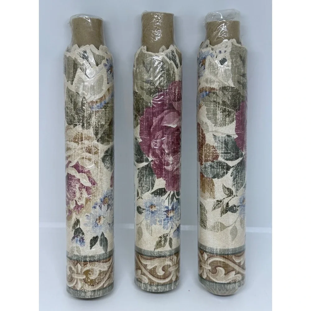 VTG Westchester Wallpaper Border Floral Rose Scroll Lot of 3 ES 40020B 5 Yds New